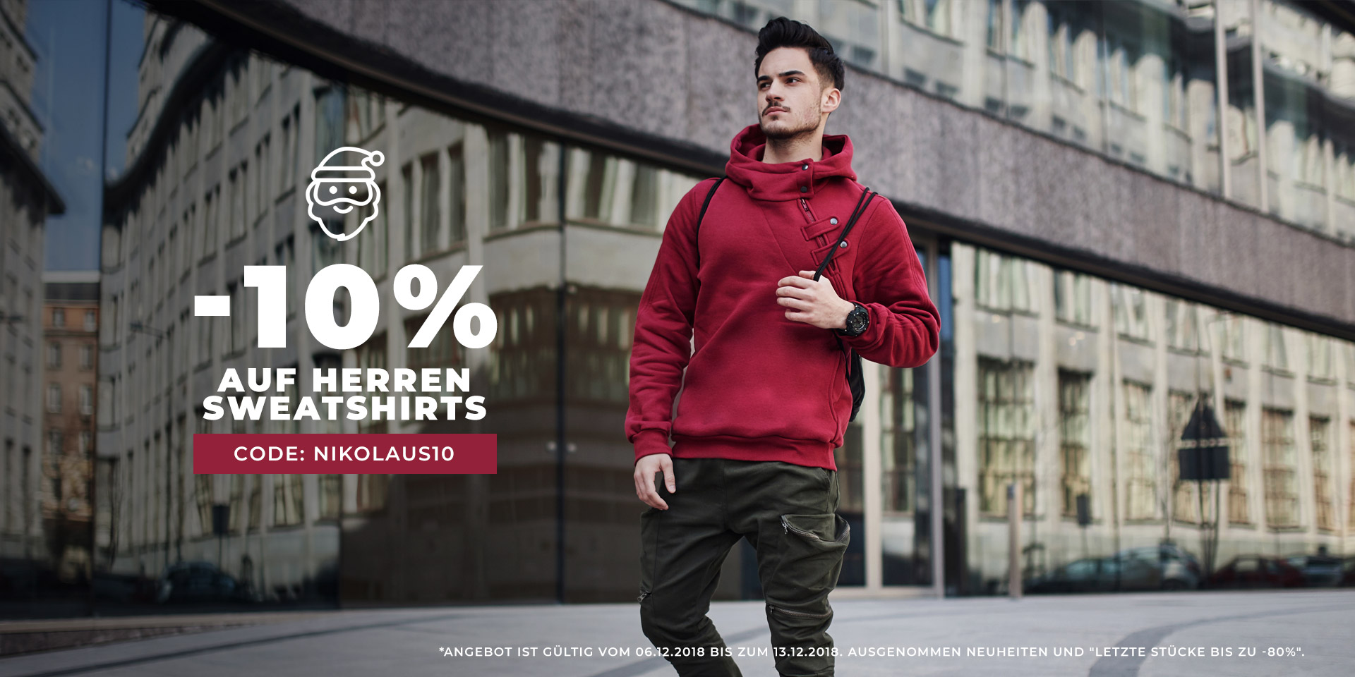 Geschenke vom Nikolaus! -10% auf Herren Sweatshirts und GRATIS VERSAND ohne Mindestbestellwert !
