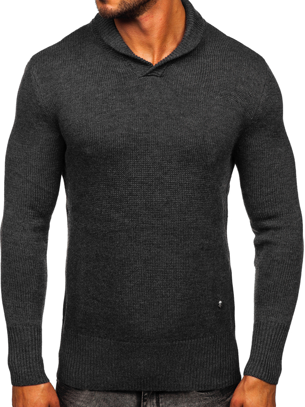 Herren Pullover mit Stehkragen Schwarzgrau Bolf MM6018