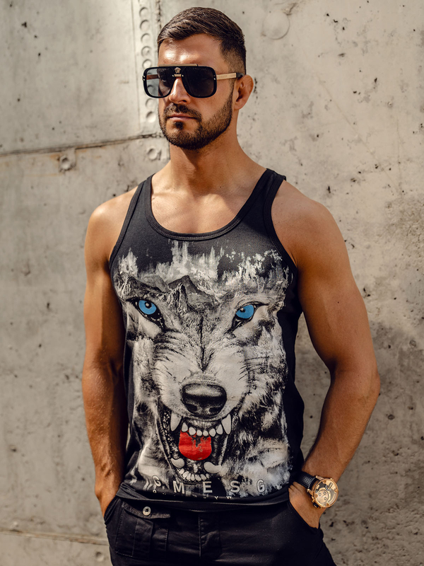 Herren Tank Top Boxing T-Shirt mit Motiv Schwarz Bolf 14850A