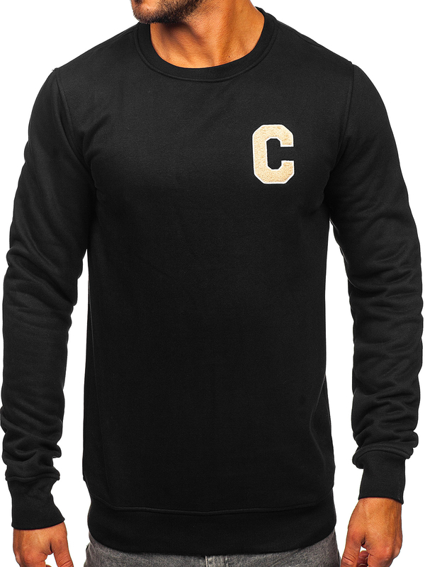 Herren Sweatshirt mit Motiv ohne Kapuze Schwarz Bolf MF2019