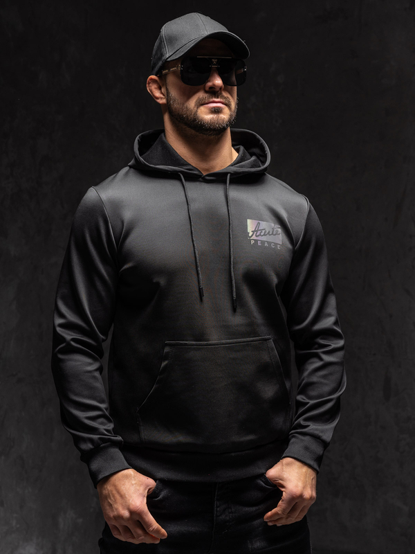 Herren Kapuzenpullover mit Motiv Schwarz Bolf HY971A1