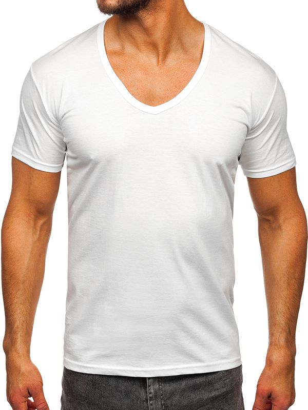 Herren T-Shirts mit V-Ausschnitt Weiß Bolf 9002