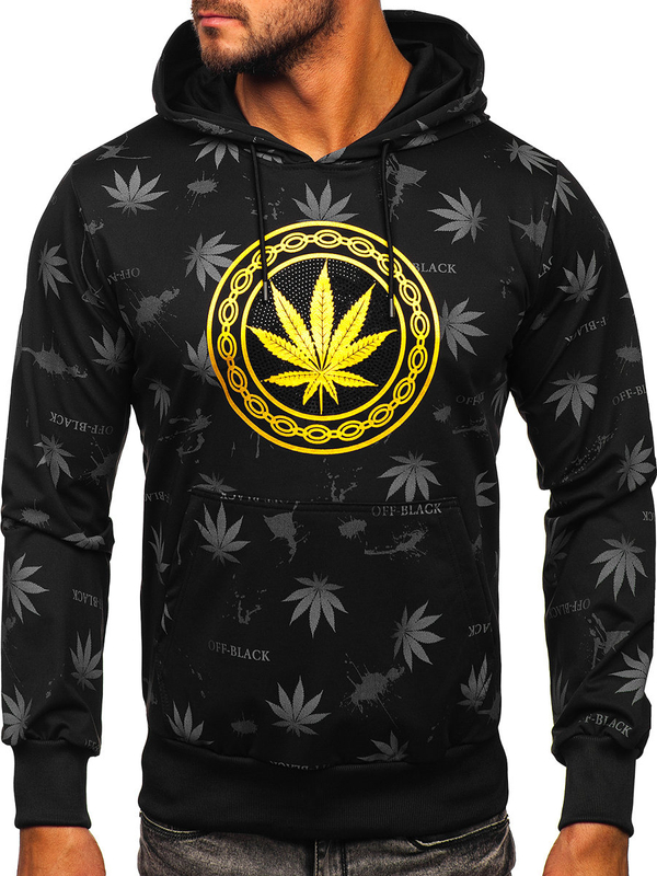 Herren Kapuzenpullover mit Motiv Schwarz Bolf HM628