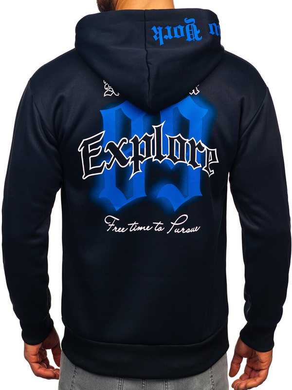 Herren Kapuzenpullover mit Motiv Dunkalblau Bolf M278