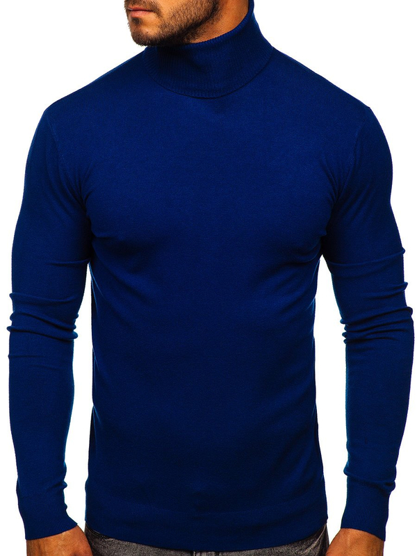 Herren Rollkragenpullover Blau Bolf YY02
