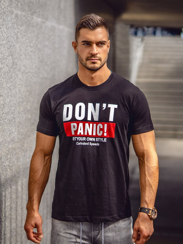 Herren T-Shirt mit Motiv Schwarz Bolf 10858A