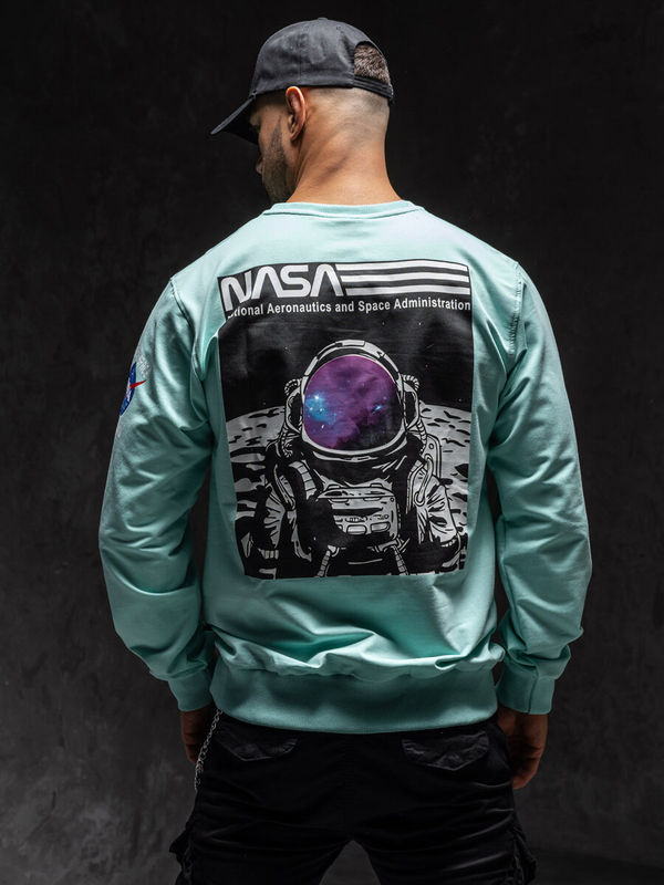 Herren Sweatshirt ohne Kapuze mit Motiv Mintgrün Bolf 6476A1