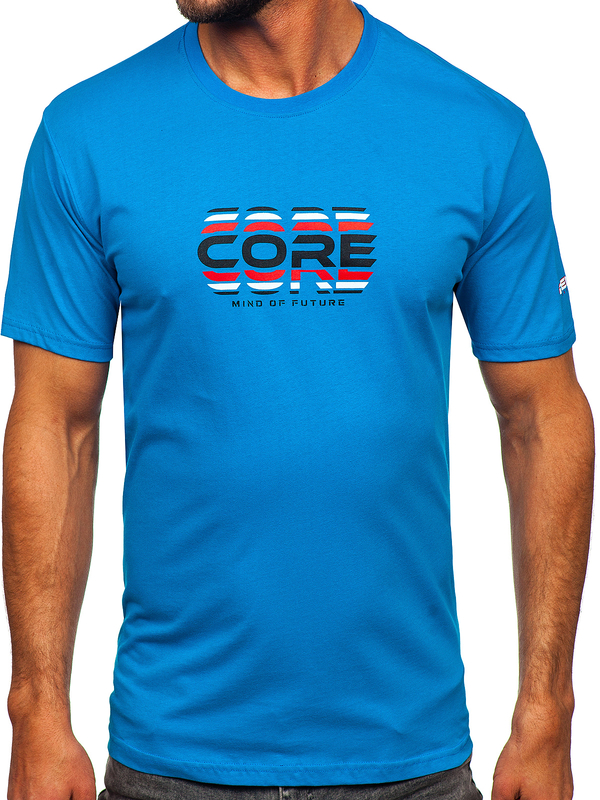 Herren Baumwoll T-Shirt Azurblau Bolf 14731