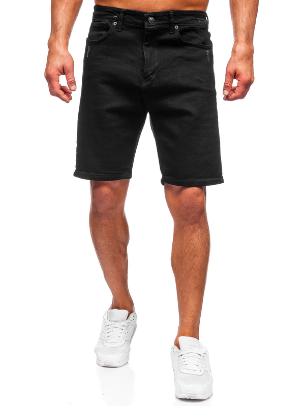 Herren Kurze Hose Jeanshose Jeansshorts Schwarz Bolf 0628