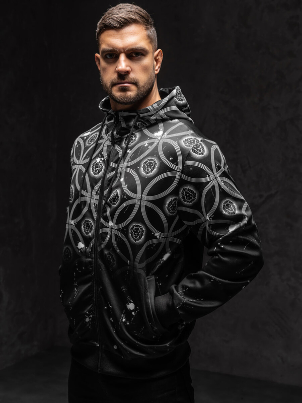 Herren Kapuzenpullover mit Reißverschluss Schwarz Bolf 27B8122A1