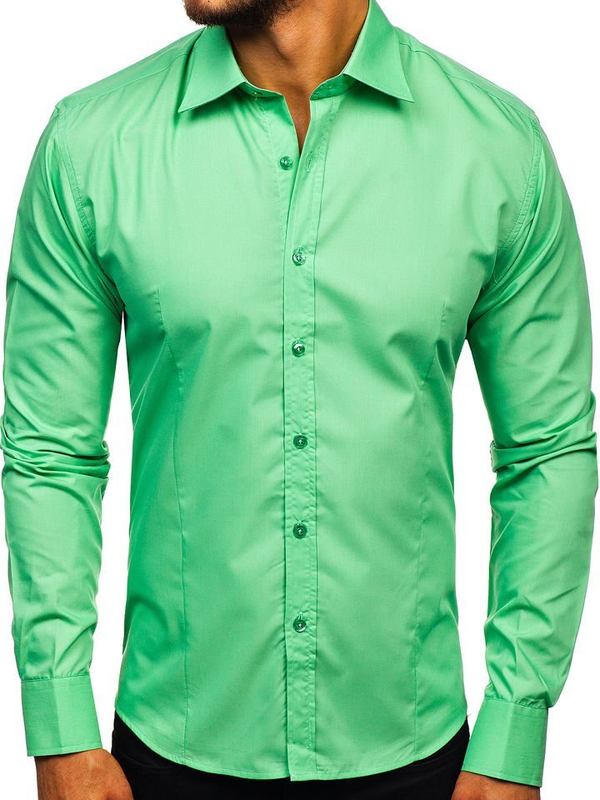 Herren Elegantes Langarmhemd Mint Bolf 1703