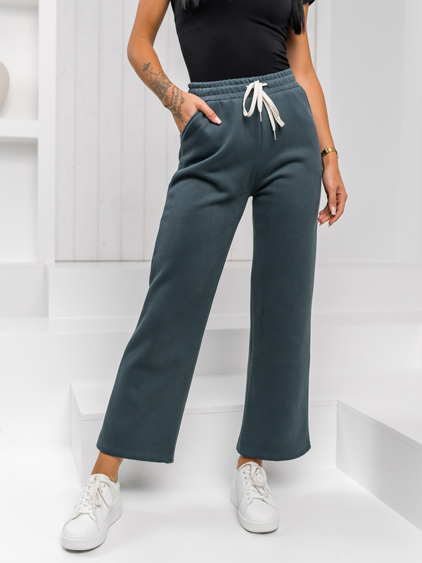 Damen Sporthose Wide Leg Jogginghose Grün Bolf W5213