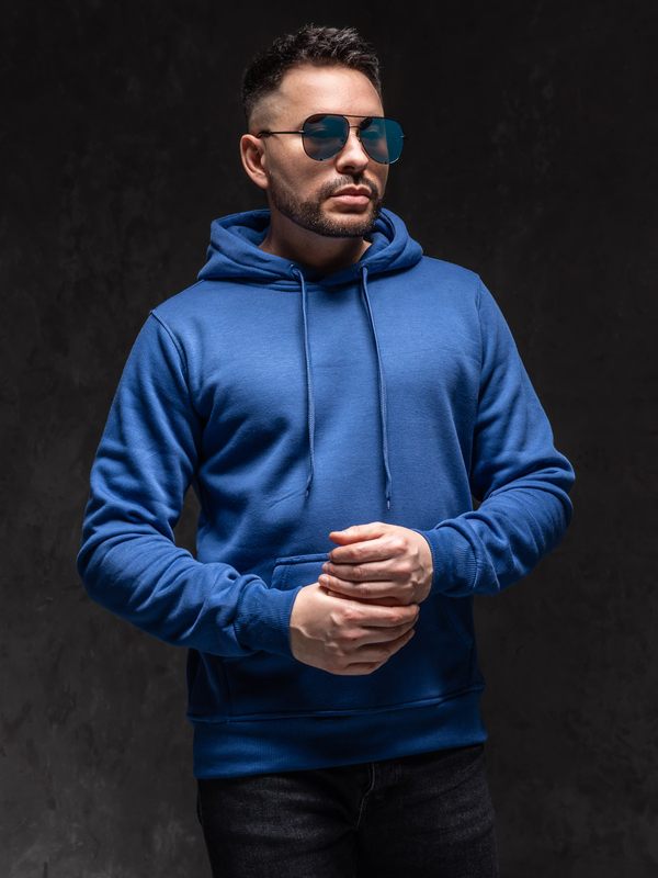 Herren Kapuzenpullover mit Kängurutsche Mittelblau Bolf 2009A1