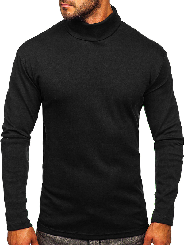 Herren Rollkragenpullover Basic Schwarz Bolf 145347