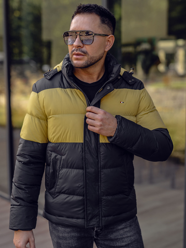 Herren Winterjacke Sport Jacke mit Steppmuster Schwarz Bolf 1975