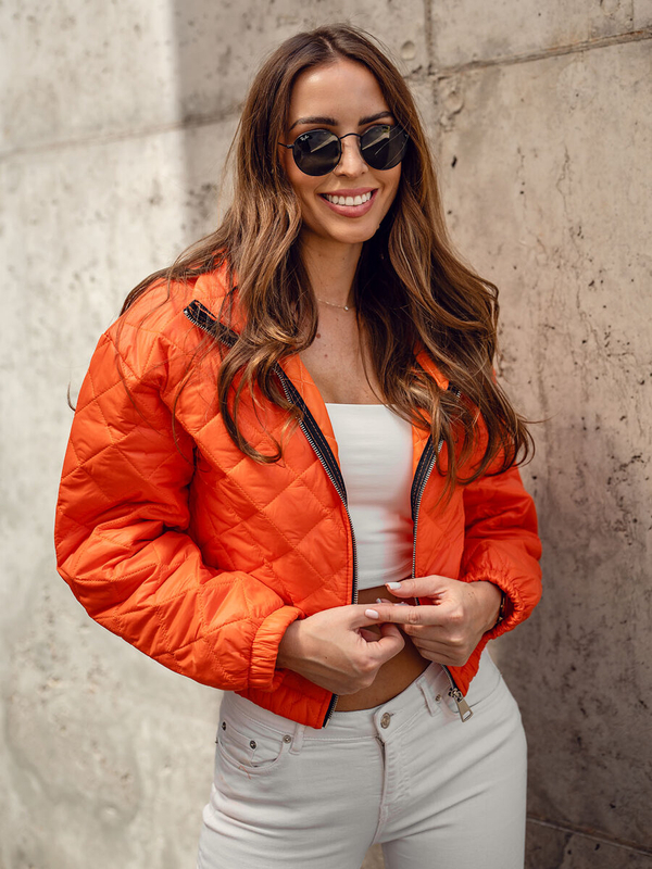 Damen Gepolsterte Übergangsjacke Bomberjacke Orange Bolf 82622