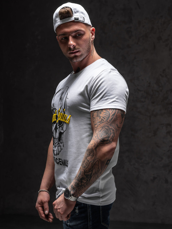 Bolf Herren T-Shirt mit Motiv Weiß Y70012