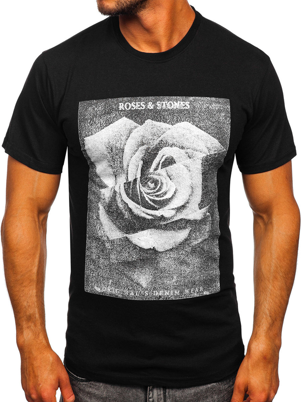 Herren Baumwoll T-Shirt mit Motiv Schwarz Bolf 2017