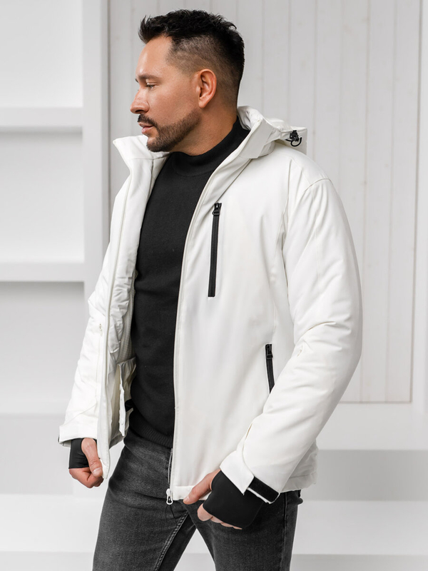 Herren Winterjacke Sportjacke Weiß Bolf HH011A1