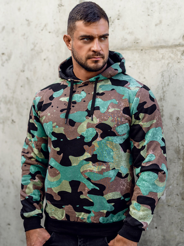 Herren Kapuzenpullover Camo Grün Bolf 141023A