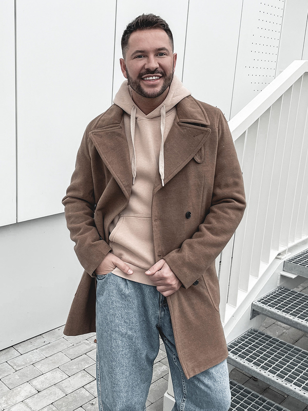 Herren Zweigeihiger Wintermantel mit Hochkragen CamelBolf 1048B