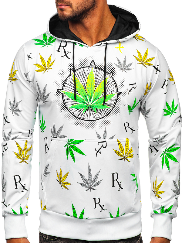 Herren Kapuzenpullover mit Motiv Weiß Bolf HM612