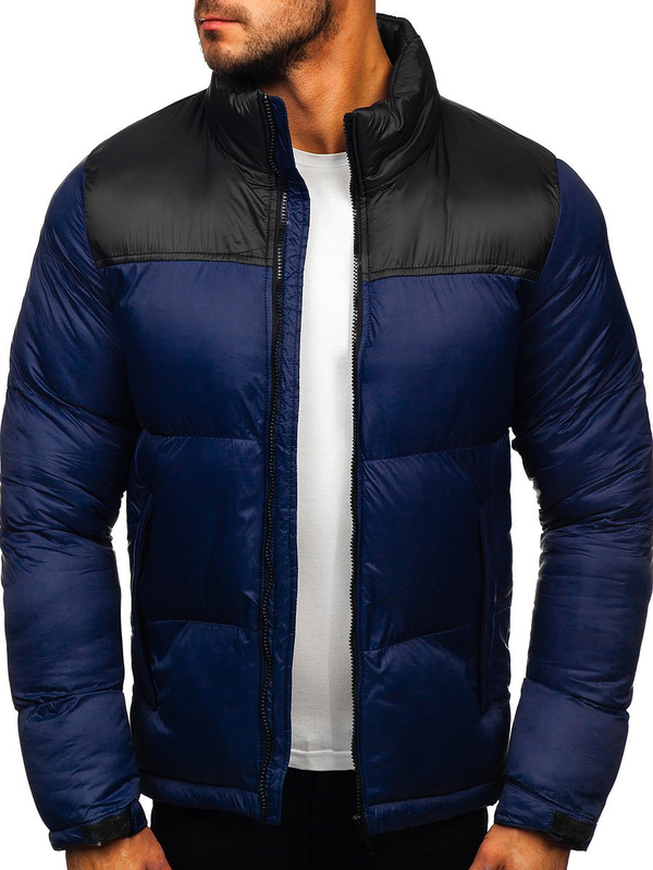 Herren Gepolsterte Winterjacke Dunkelblau Bolf 1186