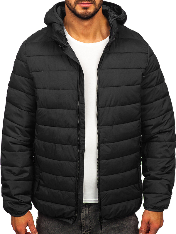 Herren Gepolsterte Übergangsjacke mit Kapuze Schwarzgrau Bolf 5M3197