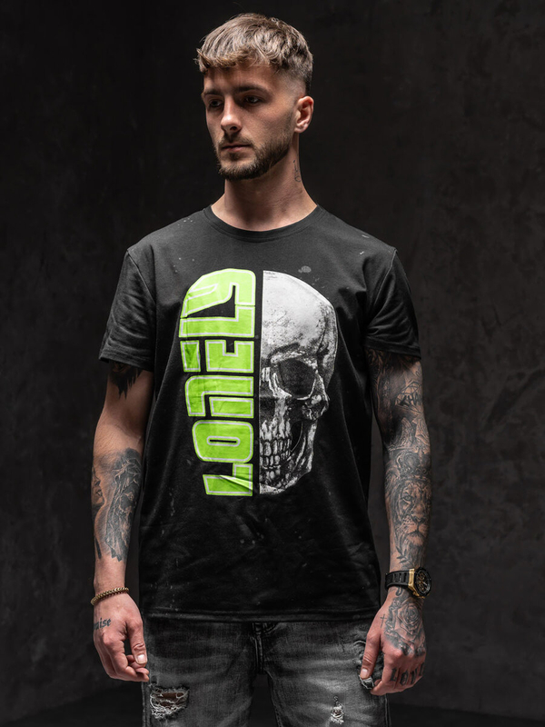 Bolf Herren T-Shirt mit Motiv Schwarz Y70012