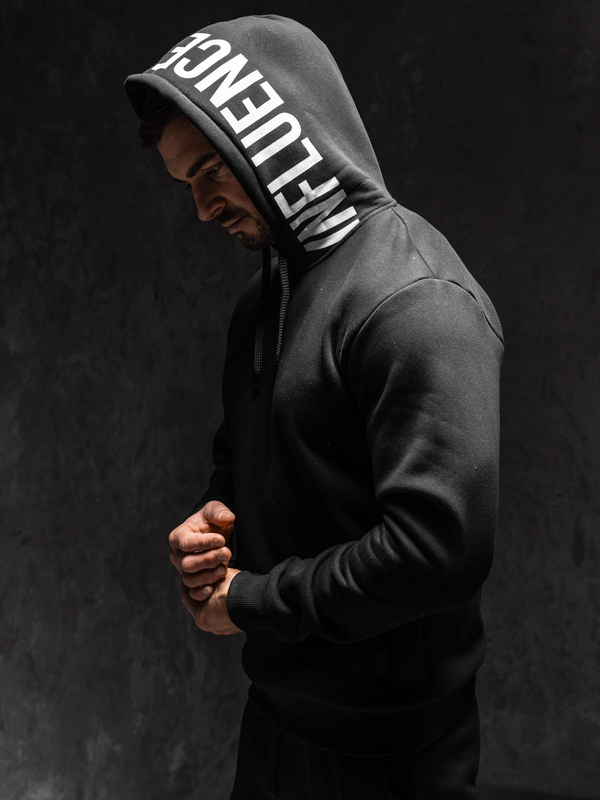 Herren Kapuzenpullover mit Motiv Schwarz Bolf 147050A