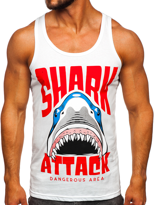 Herren Tank Top mit Motiv Weiß Bolf 143028