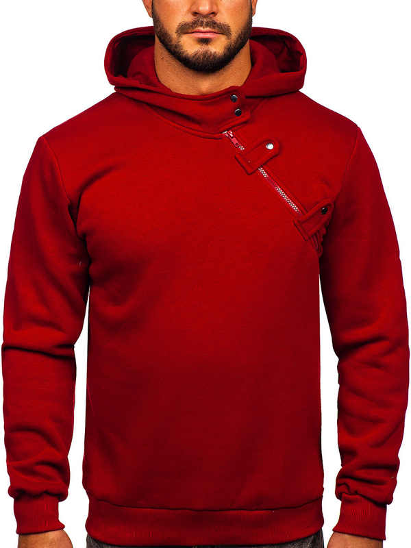 Herren Warmer Kapuzenpullover Weinrot Bolf 06