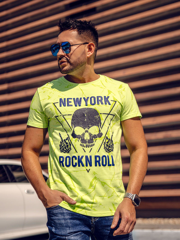 Herren T-Shirt mit Motiv Grün-Neon Bolf Y70030A