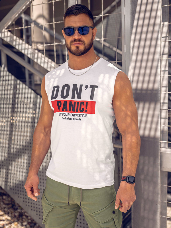 Herren Tank Top mit Motiv Weiß Bolf 14827A