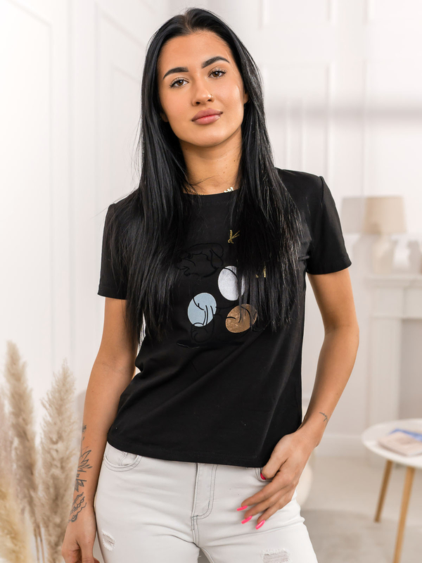 Damen T-Shirt mit Motiv Schwarz Bolf 95T2519