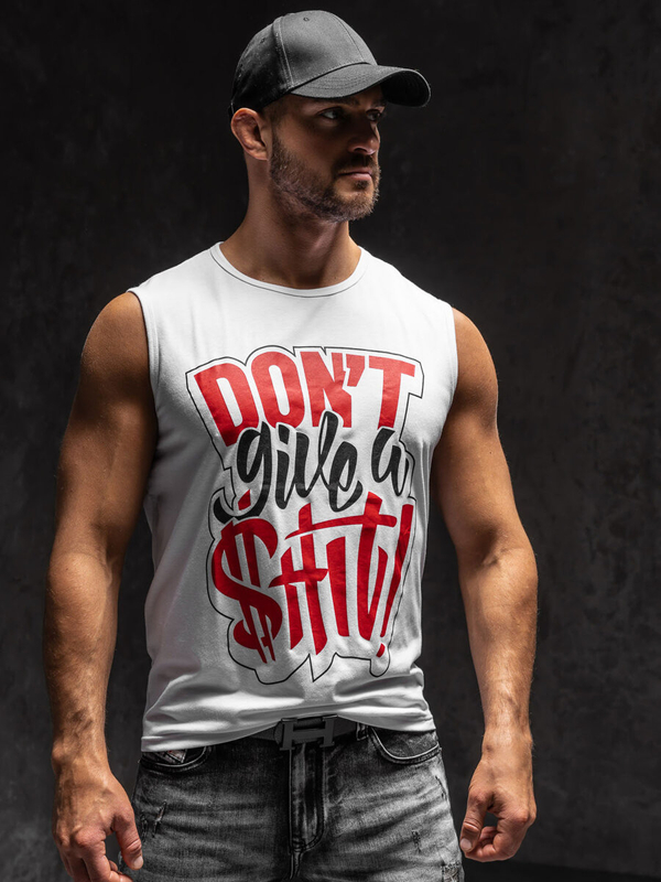 Herren Tank Top mit Motiv Weiß Bolf KS2074