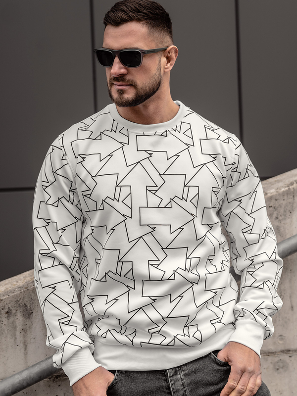Herren Sweatshirt mit Motiv Weiß Bolf 8B1111A