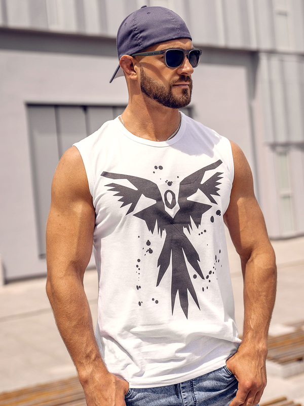 Herren Tank Top mit Motiv Weiß Bolf 14804A