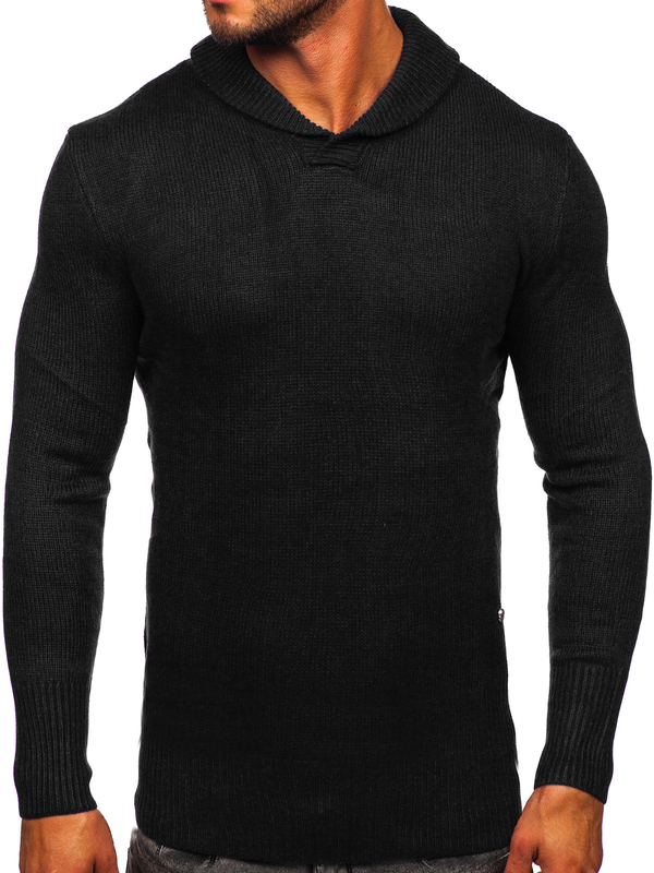 Herren Pullover mit Stehkragen Schwarz Bolf MM6018