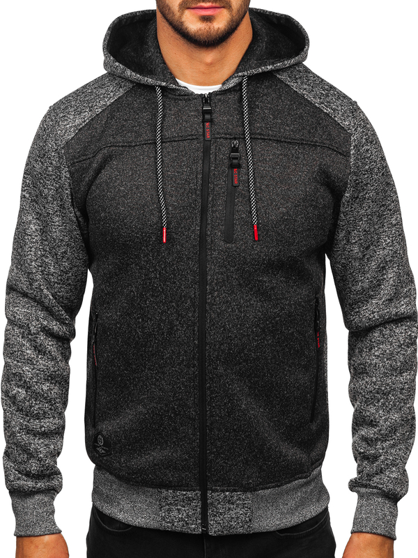 Herren Sweatjacke Sweatshirt Jacke mit Kapuze Anthrazit Bolf TC1219