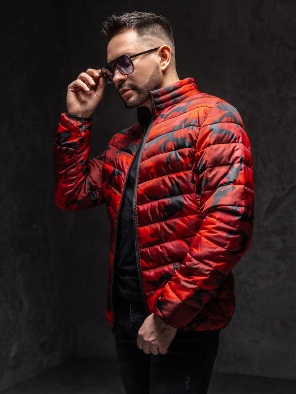 Herren Gepolsterte Übergangsjacke Sportjacke Camo-Rot Bolf SM32A1