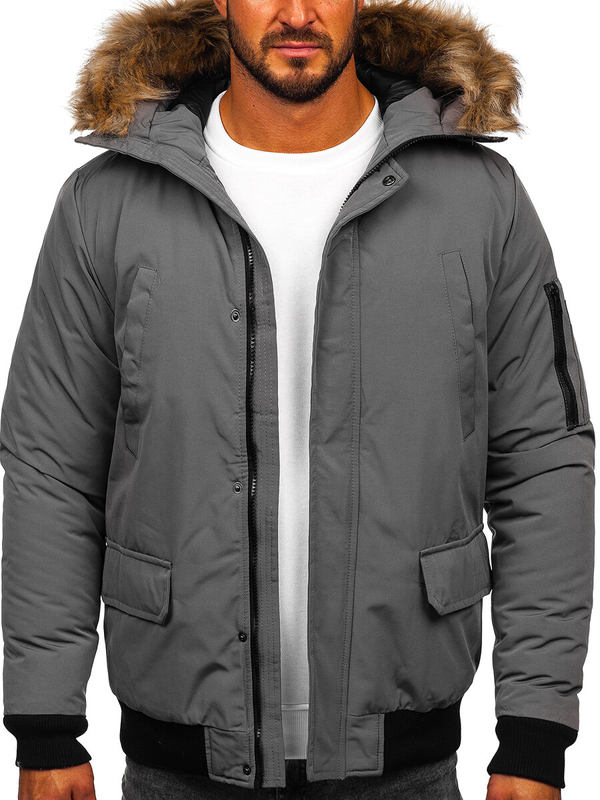 Herren Winterjacke Schwarzgrau Bolf 2019A