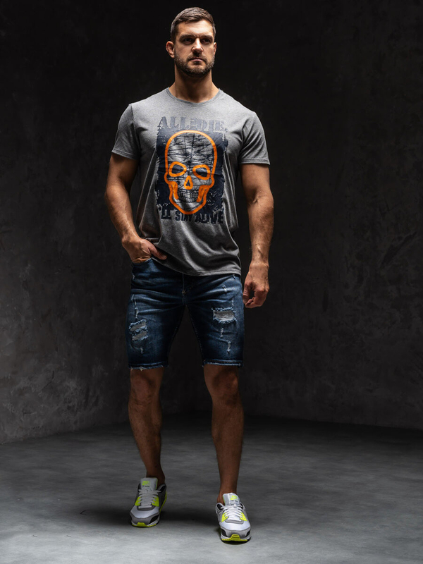 Herren T-Shirt mit Motiv Anthrazit Bolf Y70007