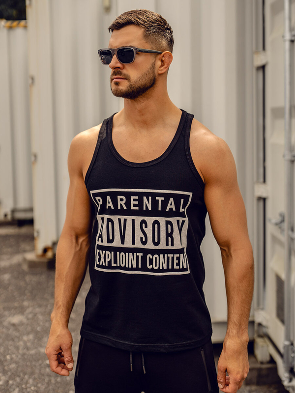 Herren Tank Top mit Motiv Schwarz Bolf 14855A