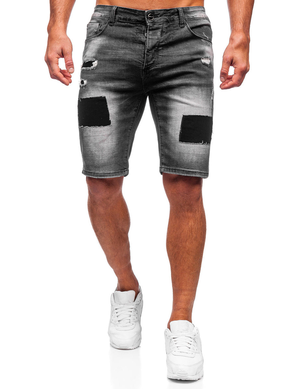Herren Kurze Jeanshose Jeansshorts Schwarz Bolf MP0037N