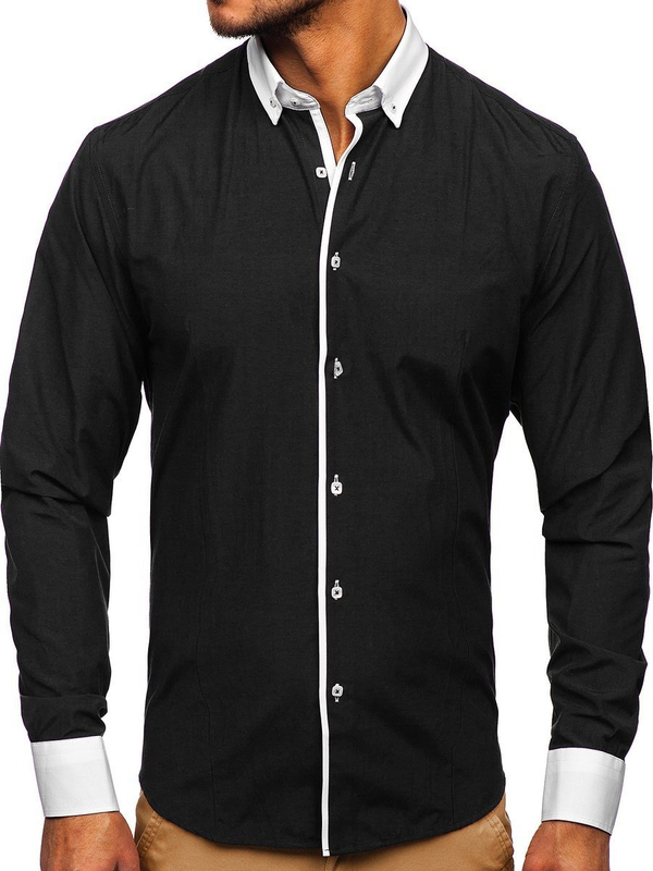 Herren Hemd Langarm Elegant Schwarz Bolf 2782
