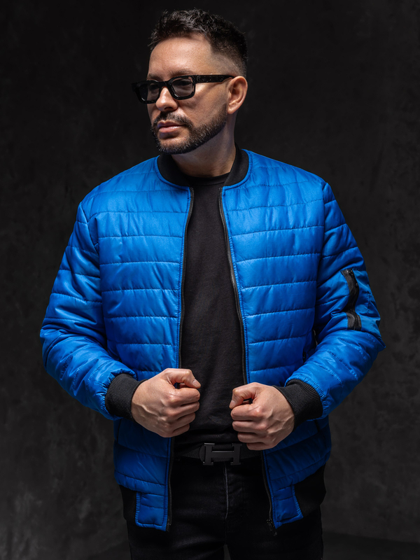 Herren Gepolsterte Übergangsjacke Bomberjacke Blau Bolf MY-02A1