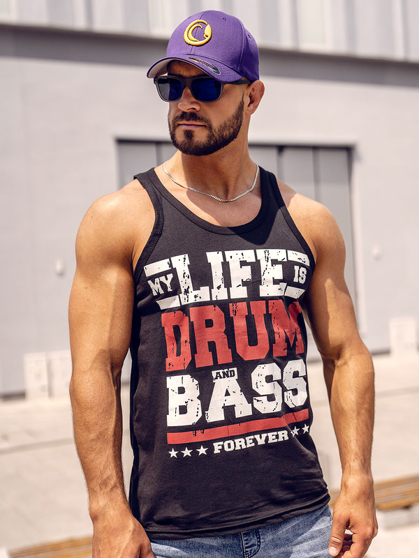 Tank Top mit Motiv Schwarz Bolf 14832A