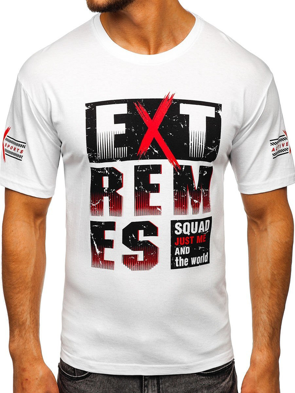 Herren T-Shirt mit Print Weiß Bolf 14312