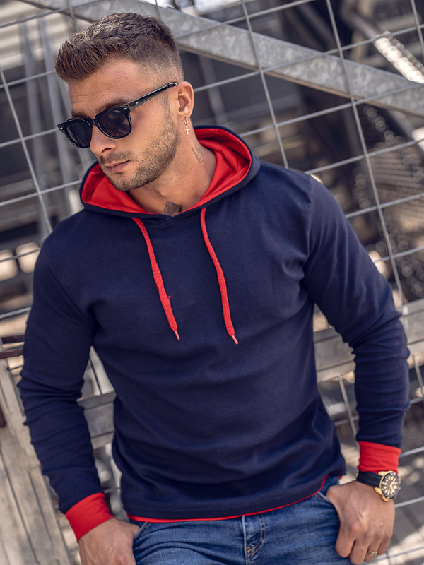 Herren Kapuzenpullover Dunkelblau Bolf 145380